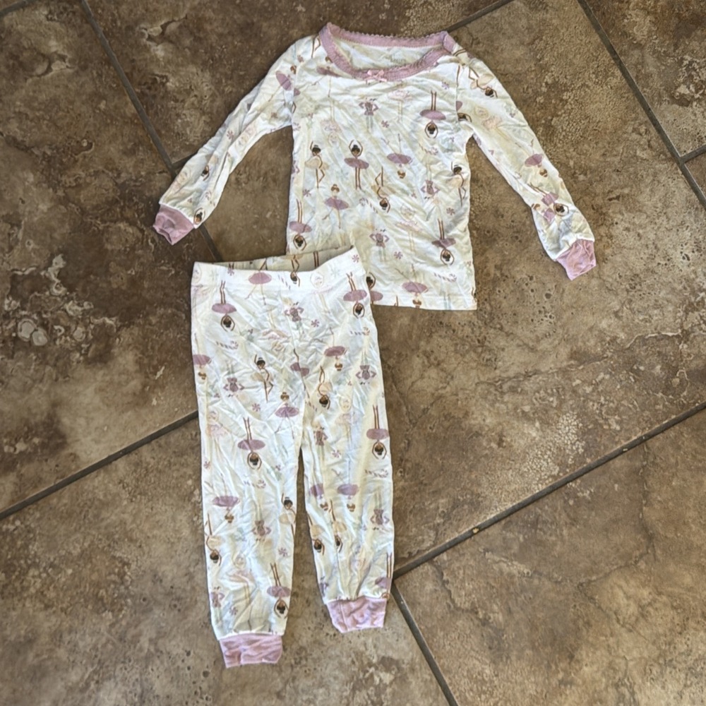 Milkberry Baby Girls Sz 12 Months 2pc Ballerina Pajamas Set Pants Top VGC